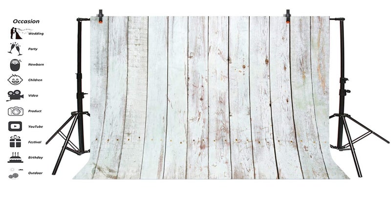 LFEEY 10x8ft Vintage White Wood Backdrops for Photography Rustic Retro Grunge Wooden Plank Portrait Wallpaper Newborn Baby Shower Wood Board Birthday Party Photoshoot Background Photo Studio Props - Image 3